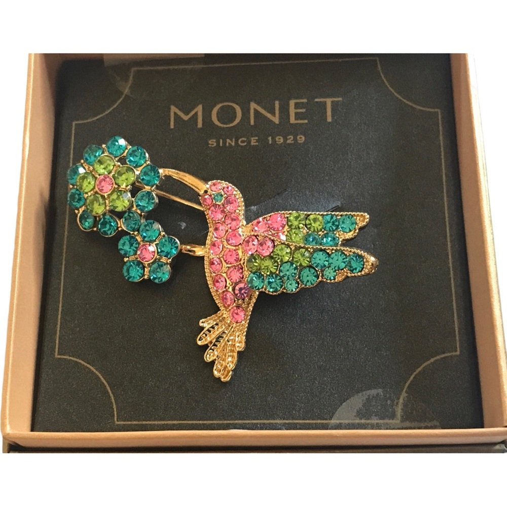 NWT Colorful Rhinestones Monet Brooch - Picture 3 of 7